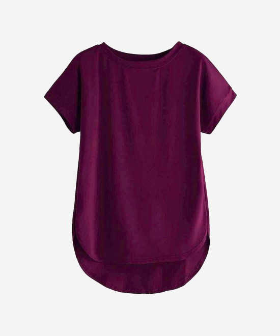 Women Solid Round Neck Cotton T-Shirt