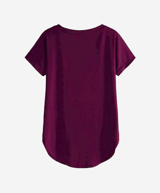 Women Solid Round Neck Cotton T-Shirt